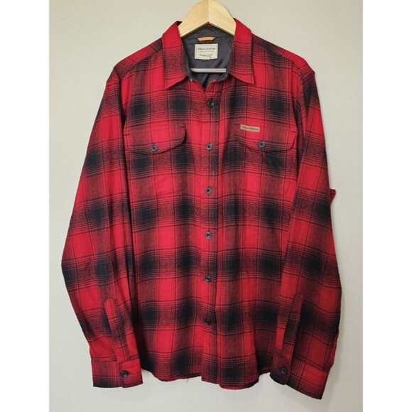 Field & Stream Mens Flannel Shirt Size XL Red Black Plaid Long Sleeve Button Top - Picture 1 of 10